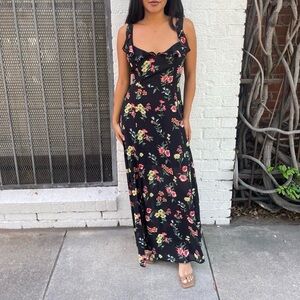 forever 21 black floral maxi dress Maeve Long Sleeve Black and Lavender Floral Maxi Dress – The Hangout